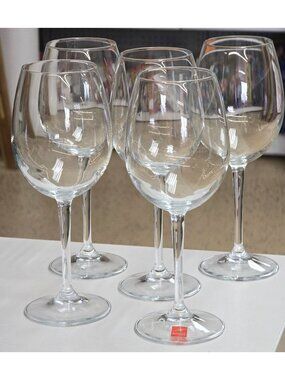 Bormioli Rocco Italian Wine Glasses Set of 5 Clear Elegant Design